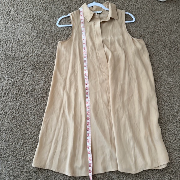 Amanda Uprichard collared silk sleeveless button down dress gold size medium - Picture 8 of 8